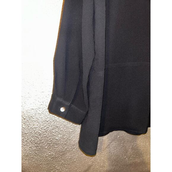 Eloquii Preppy Dark Academia Studious Sheer Black Long Sleeves Blouse Top - Picture 9 of 11